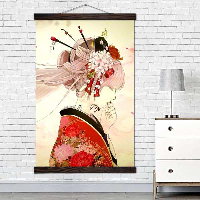 Japanese painting young geisha