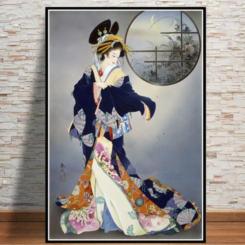 Japanese painting traditional geisha