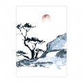 White japanese painting zen tree