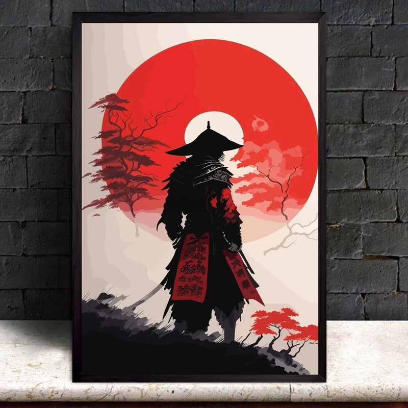 Vintage Japanese painting traditional samurai