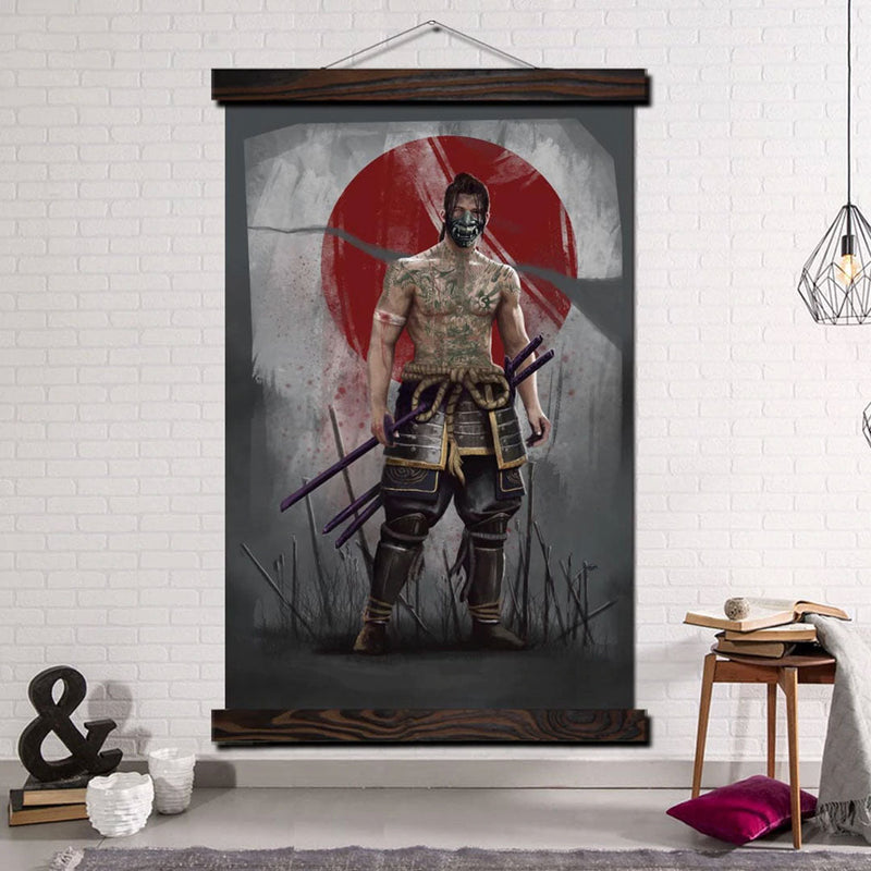 Japanese painting torso samurai