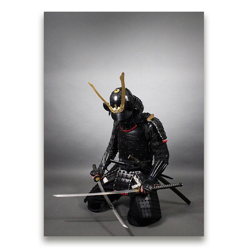 Japanese painting samurai kneeling