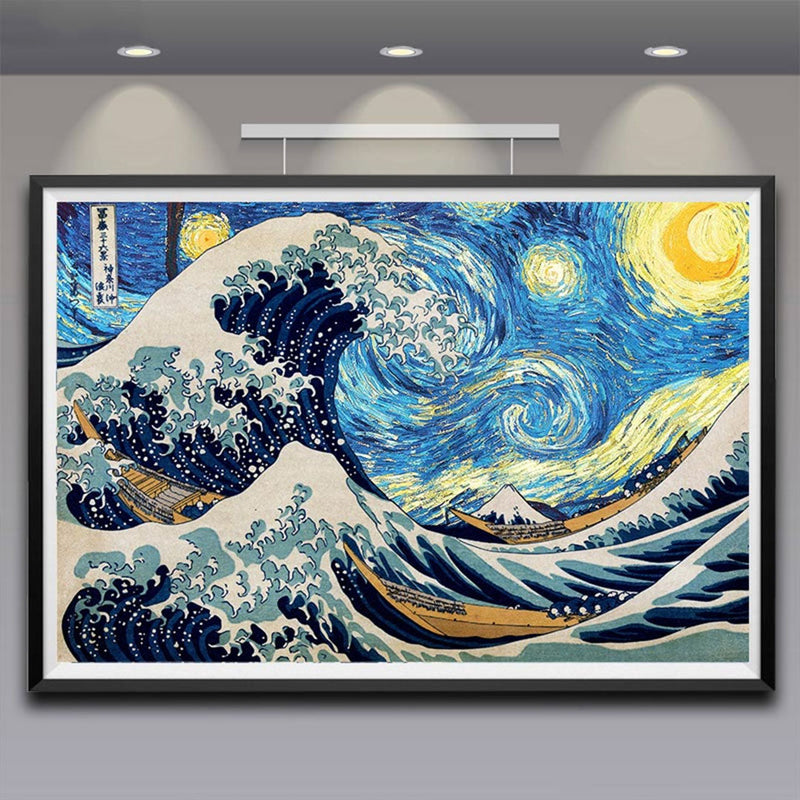 Japanese painting Hokusai x Van Gogh